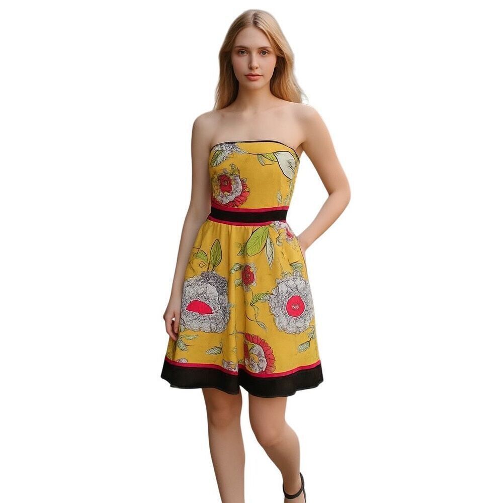 Vintage Strapless Full Floral Sweetheart Dress 13